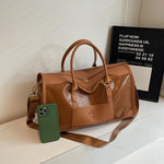 Travel Duffel Bag Leather Multiple Pockets Detachable Shoulder Strap