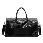Travel Duffel Bag Leather Multiple Pockets Detachable Shoulder Strap