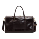 Travel Duffel Bag Leather Multiple Pockets Detachable Shoulder Strap
