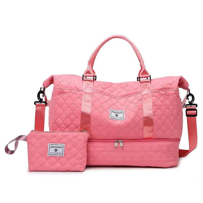 Travel Duffel Bag Quilted Adjustable Shoulder Strap