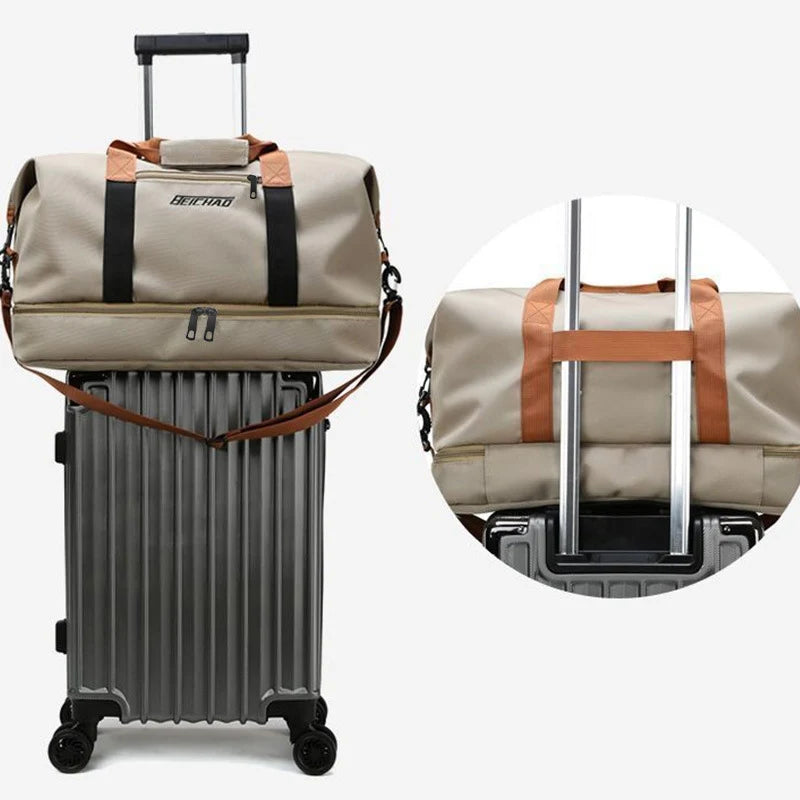 Travel Duffel Bag Water-Resistant Multiple Pockets & Adjustable Strap