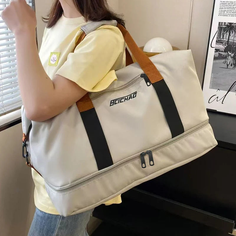 Travel Duffel Bag Water-Resistant Multiple Pockets & Adjustable Strap