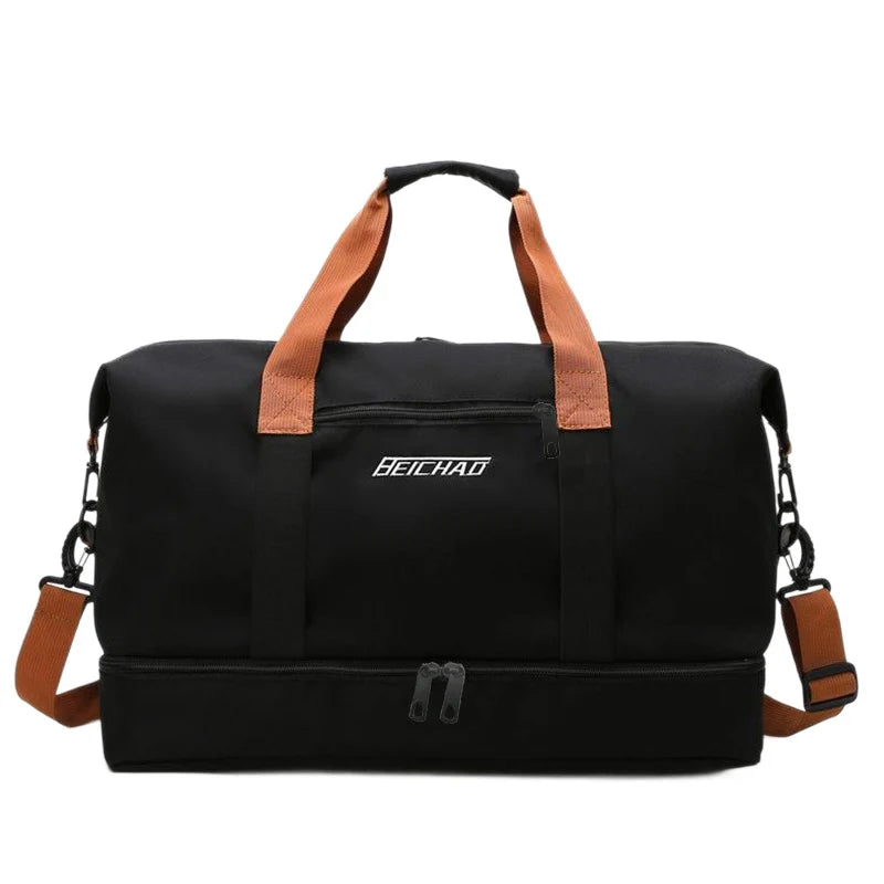 Travel Duffel Bag Water-Resistant Multiple Pockets & Adjustable Strap