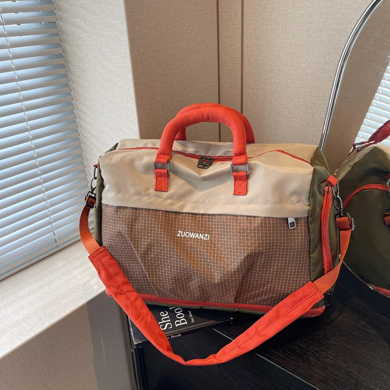 Travel Duffle Bag Water-Resistant Multi-Compartment Adjustable Shoulder Strap