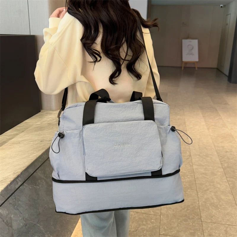 Travel Duffle Bag Water-Resistant Multi-Compartment Adjustable Strap & Dual Handles