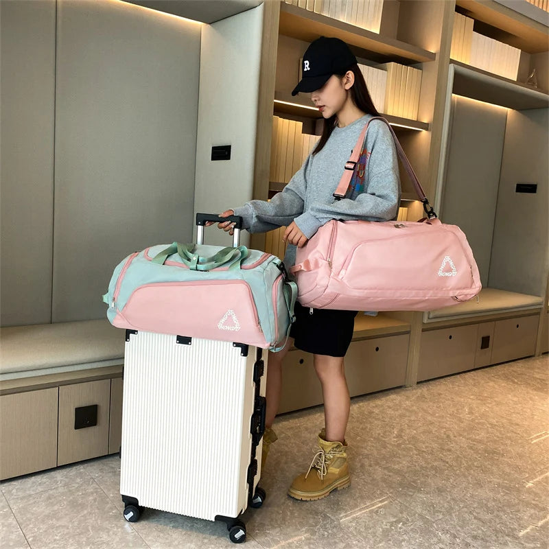 Travel Duffle Bag Water-Resistant Multi-Pocket Detachable Shoulder Strap