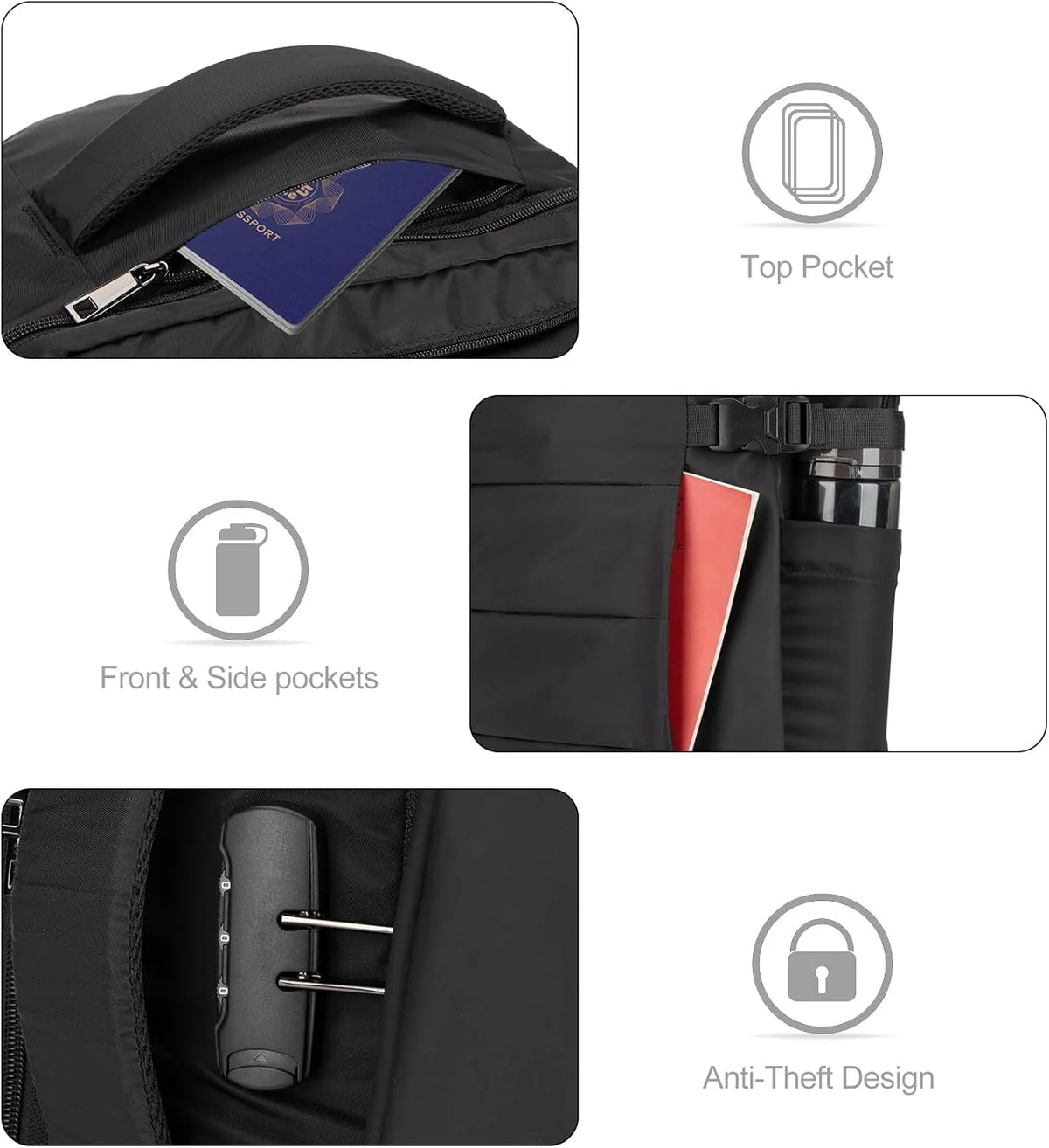 Travel Laptop Backpack 40L Padded Compartment & Combo Lock