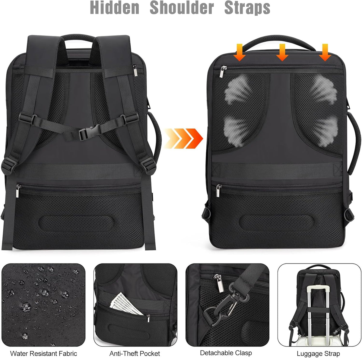 Travel Laptop Backpack 40L Padded Compartment & Combo Lock