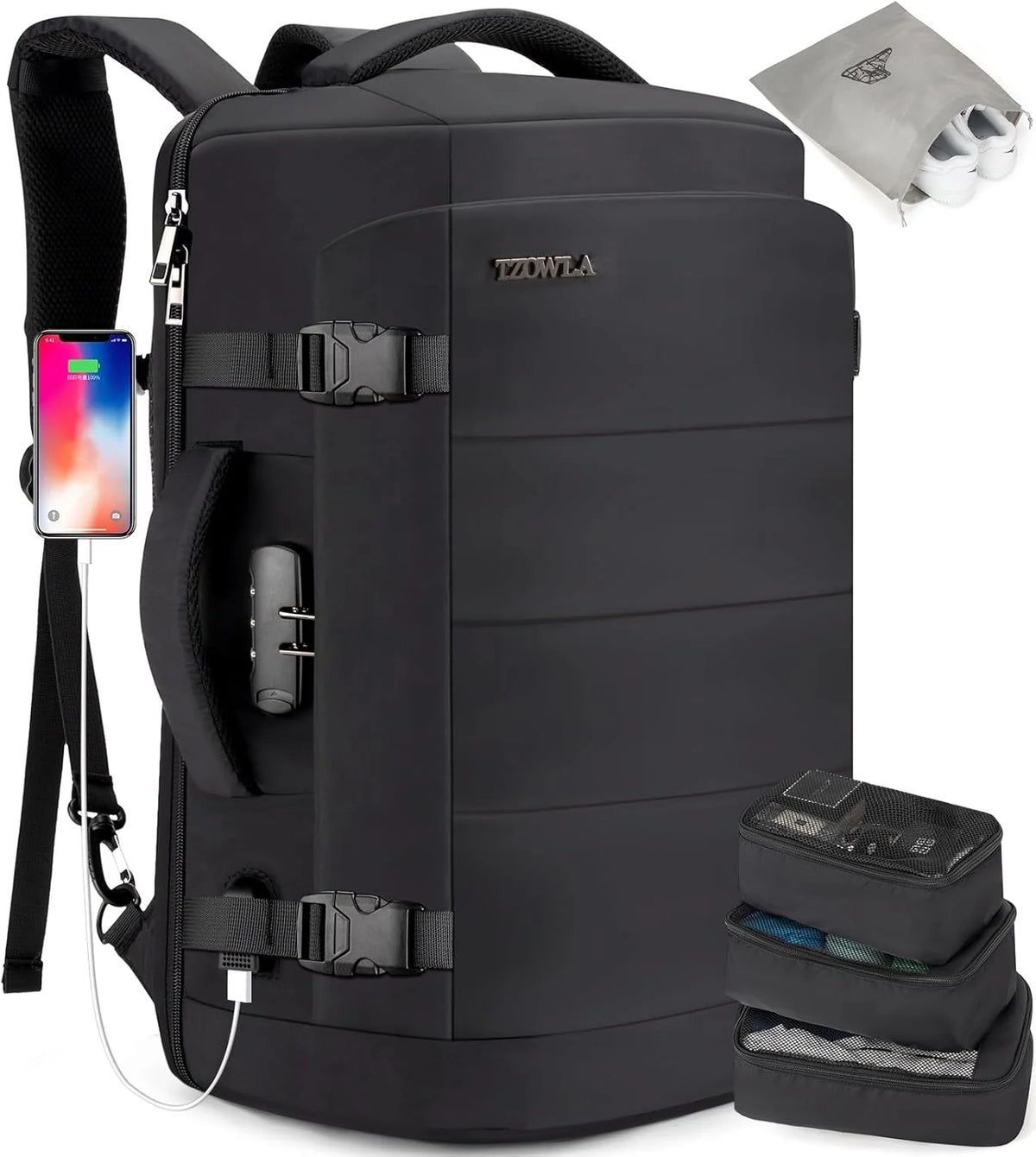 Travel Laptop Backpack 40L Padded Compartment & Combo Lock