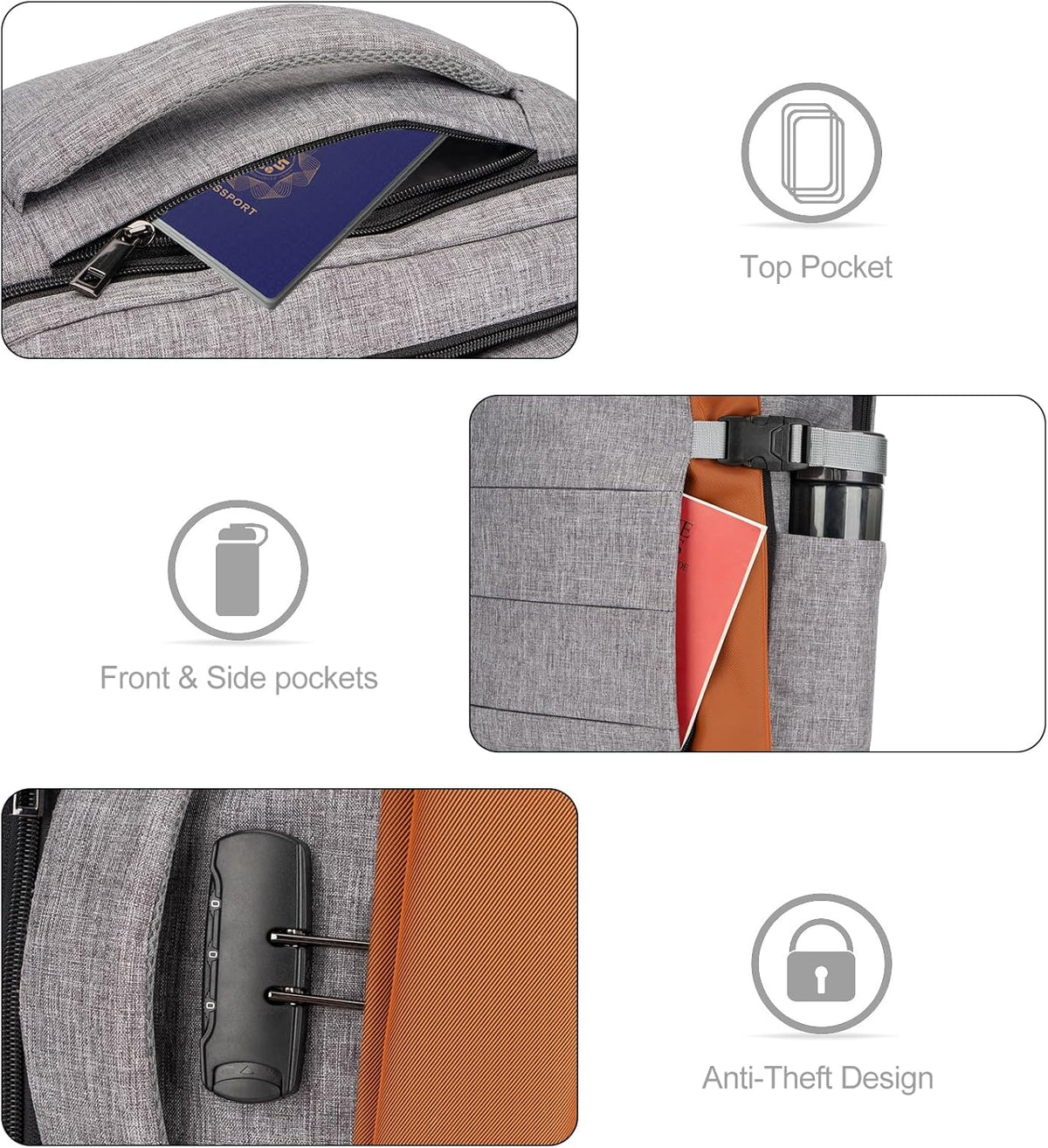 Travel Laptop Backpack 40L Padded Compartment & Combo Lock