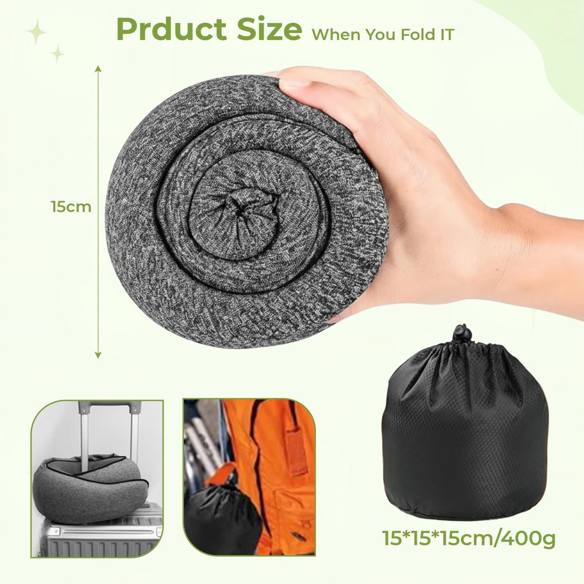 Travel Neck Pillow Hooded Memory Foam Removable Cover