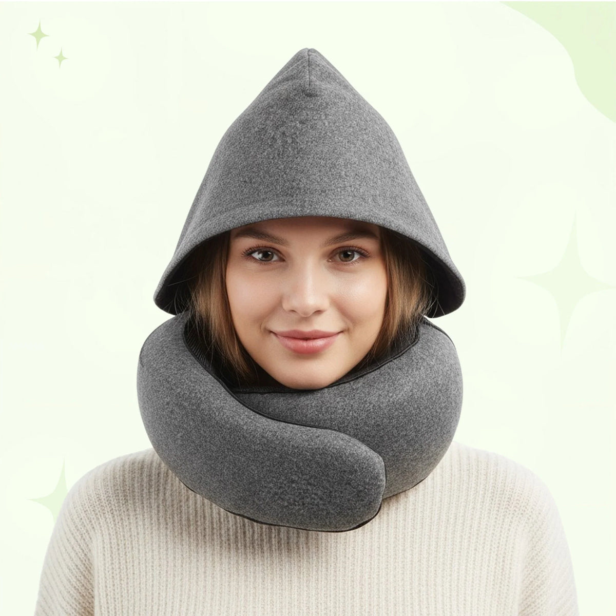 Travel Neck Pillow Hooded Memory Foam Removable Cover