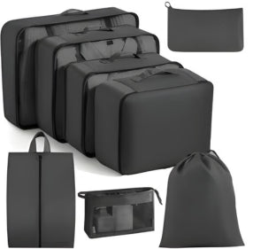 Travel Organiser Set 8-Piece Mesh & Zippered Space-Saving