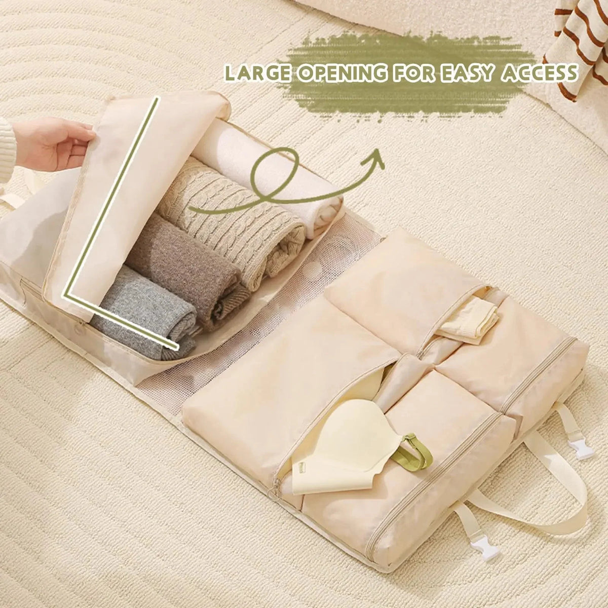 Travel Organizer Foldable Hanging Water-Repellent Multiple Compartments