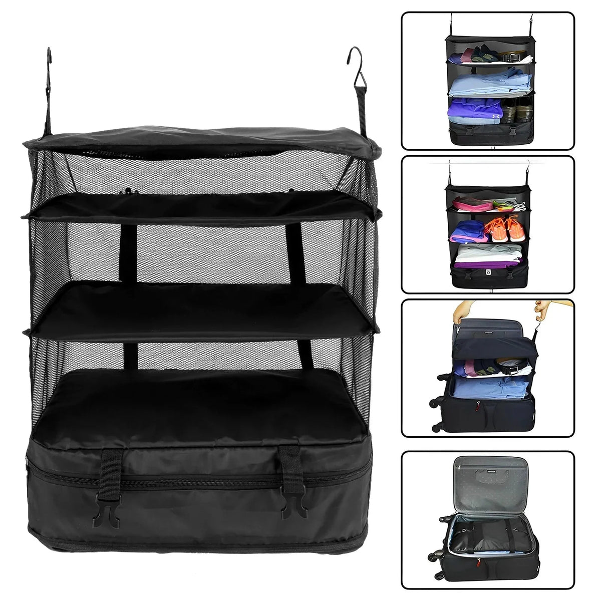 Travel Organizer Hanging 3 Compartments Foldable Water-Repellent
