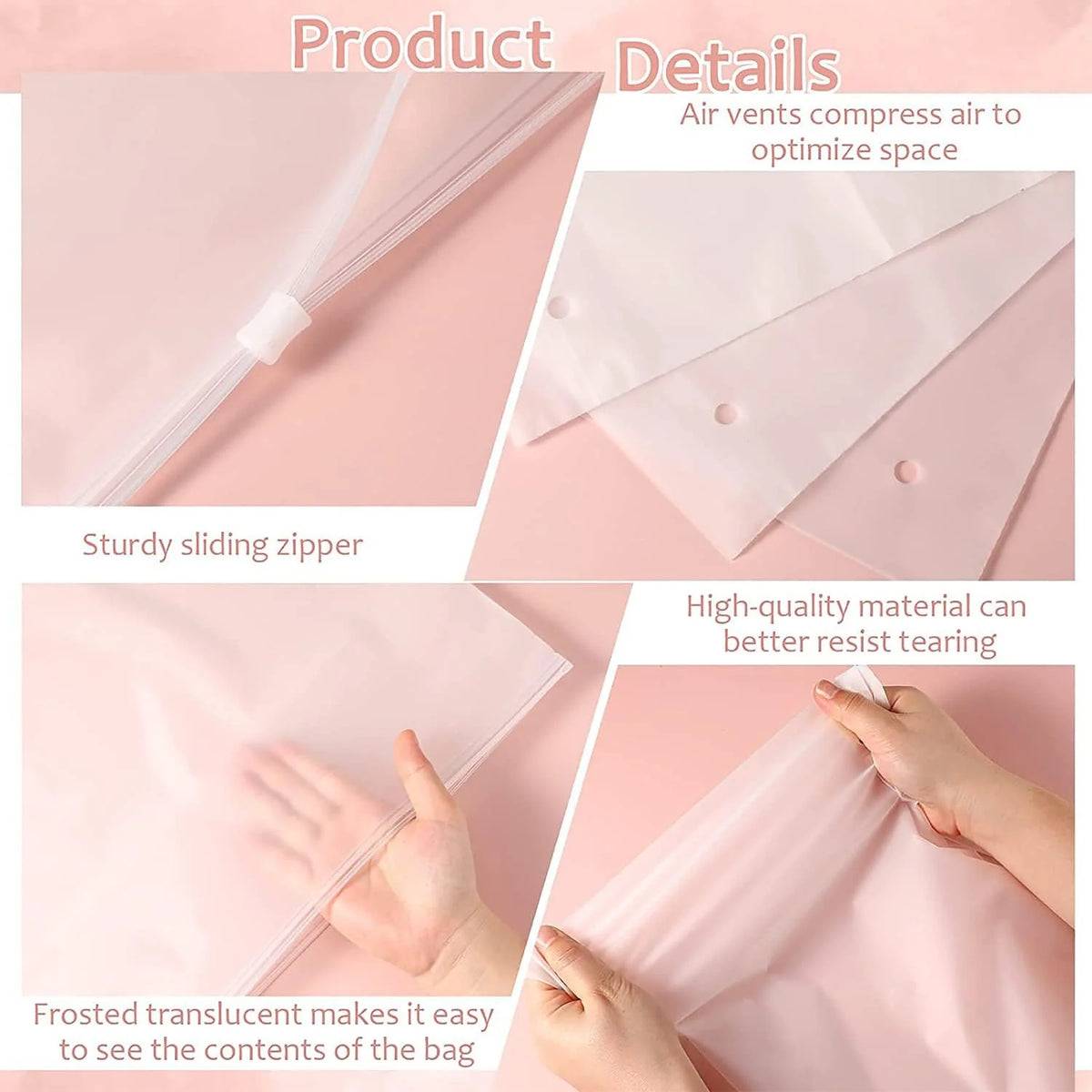 Travel Storage Bags 20-Pack Translucent Zip & Ventilated
