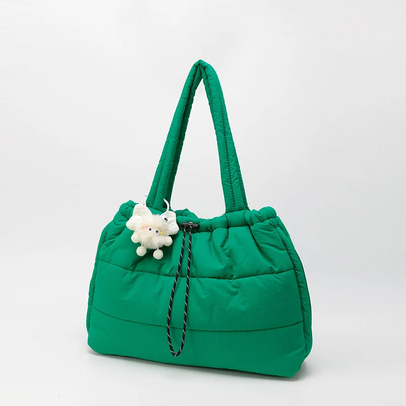 Travel Tote Bag Padded Quilted Drawstring Closure