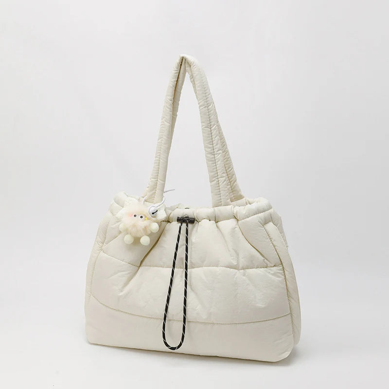 Travel Tote Bag Padded Quilted Drawstring Closure