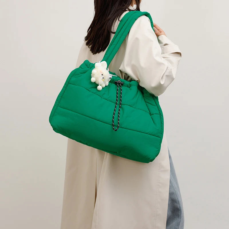 Travel Tote Bag Padded Quilted Drawstring Closure
