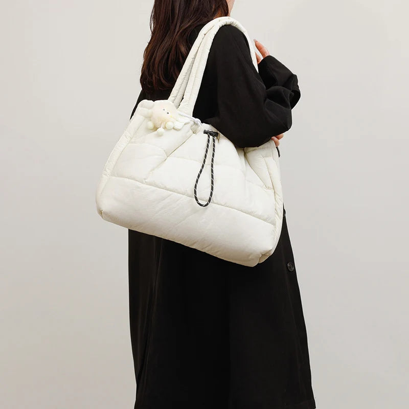 Travel Tote Bag Padded Quilted Drawstring Closure