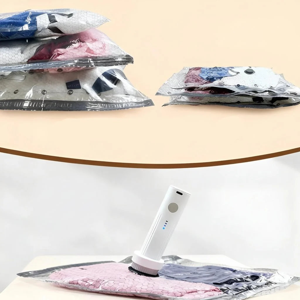 Travel Vacuum Bag Set Cordless Pump 15 Bags