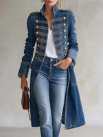 Trench Coat Double-Breasted Wrinkle-Resistant Military Style