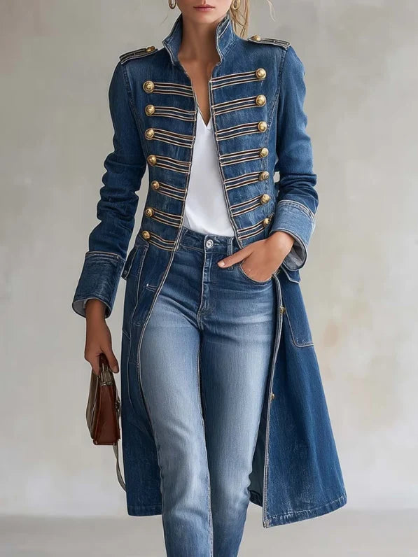 Trench Coat Double-Breasted Wrinkle-Resistant Military Style
