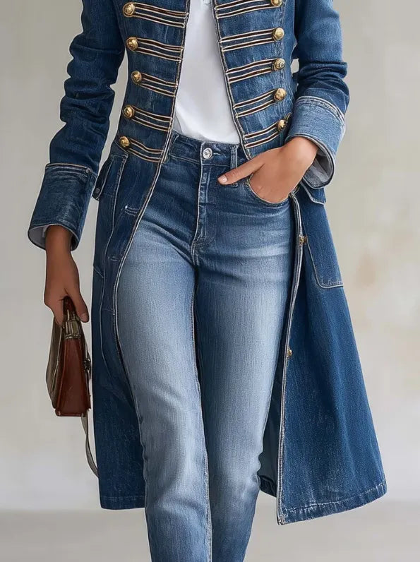 Trench Coat Double-Breasted Wrinkle-Resistant Military Style