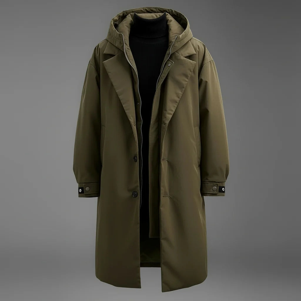 Trench Coat Waterproof Hooded Below-The-Knee Length