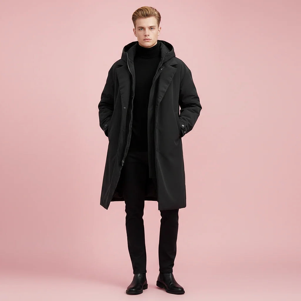 Trench Coat Waterproof Hooded Below-The-Knee Length