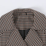 Trench Jacket Cropped Plaid Adjustable Drawstring Waist