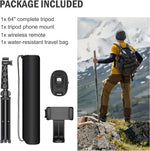 Tripod Extendable to 64 Inches Bluetooth Remote