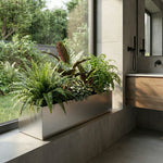 Trough Planter Brushed Aluminum 36 Inch Indoor Outdoor Drainage Holes
