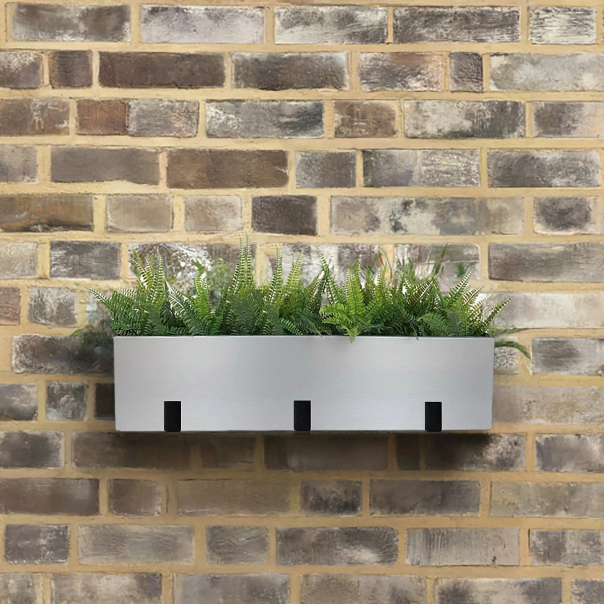Trough Planter Brushed Aluminum 36 Inch Indoor Outdoor Drainage Holes