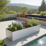 Trough Planter Brushed Aluminum 36 Inch Indoor Outdoor Drainage Holes