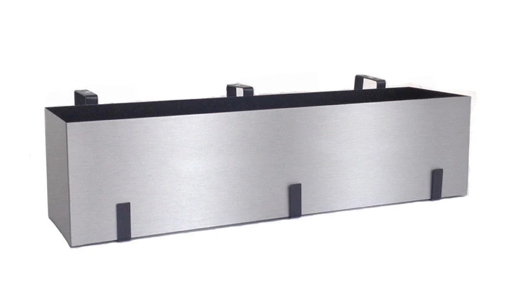 Trough Planter Brushed Aluminum 36 Inch Indoor Outdoor Drainage Holes