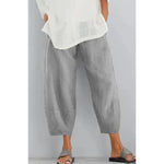 Trousers Wide-Leg Cropped Elastic Waistband Side Pockets