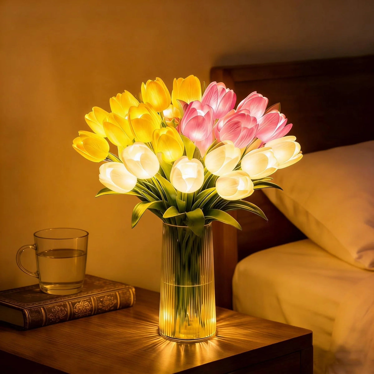 Tulip Bouquet LED Warm Glow 15 Flowers Flexible Stems