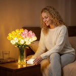 Tulip Bouquet LED Warm Glow 15 Flowers Flexible Stems