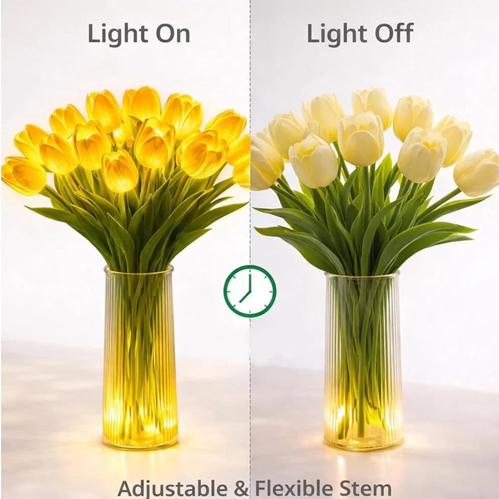 Tulip Bouquet LED Warm Glow 15 Flowers Flexible Stems