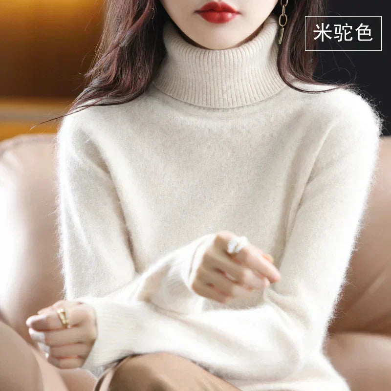 Turtleneck Sweater 100% Cashmere Lightweight Fitted Silhouette