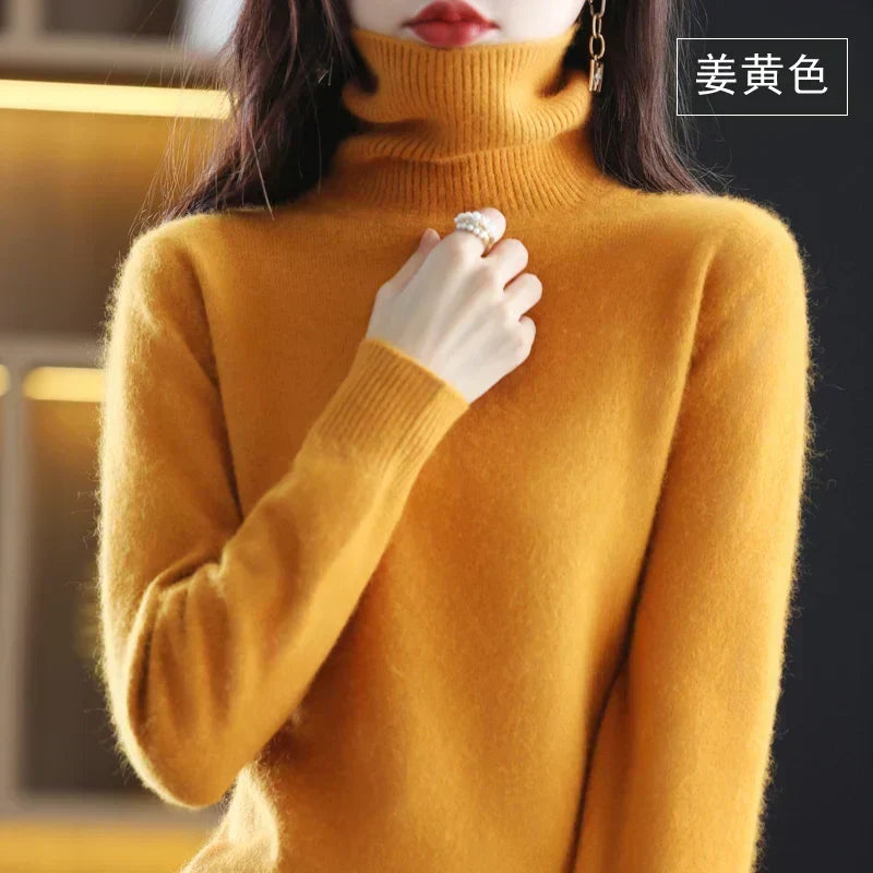 Turtleneck Sweater 100% Cashmere Lightweight Fitted Silhouette