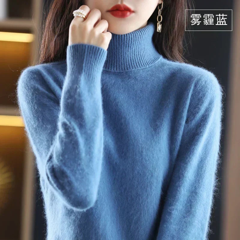Turtleneck Sweater 100% Cashmere Lightweight Fitted Silhouette