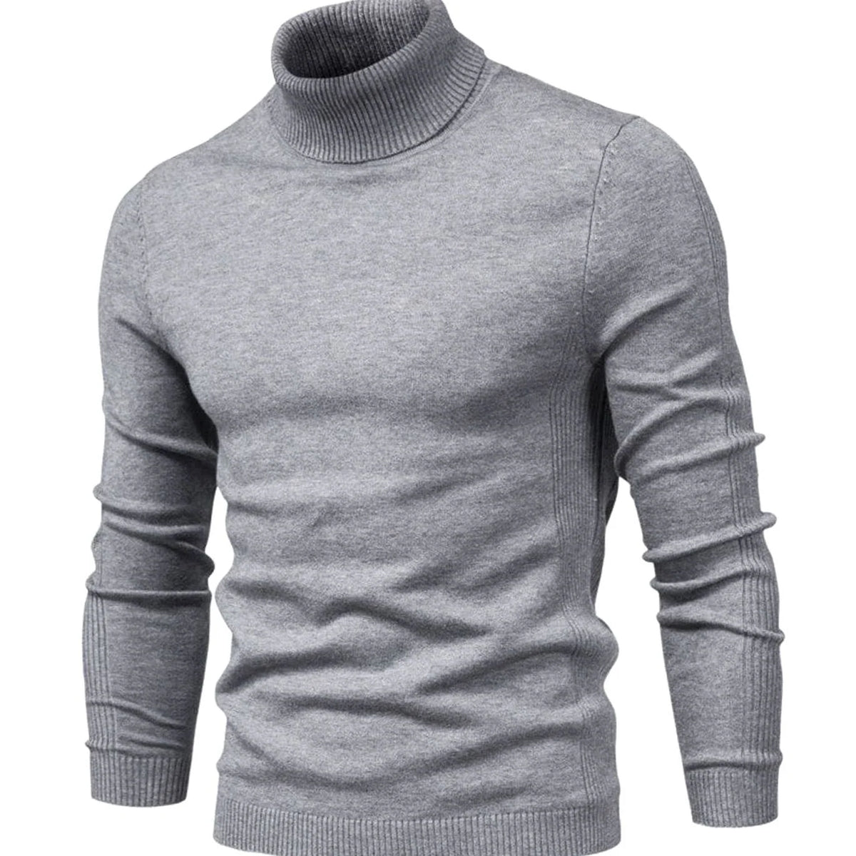 Turtleneck Sweater Men's Slim Fit Ribbed Collar & Cuffs