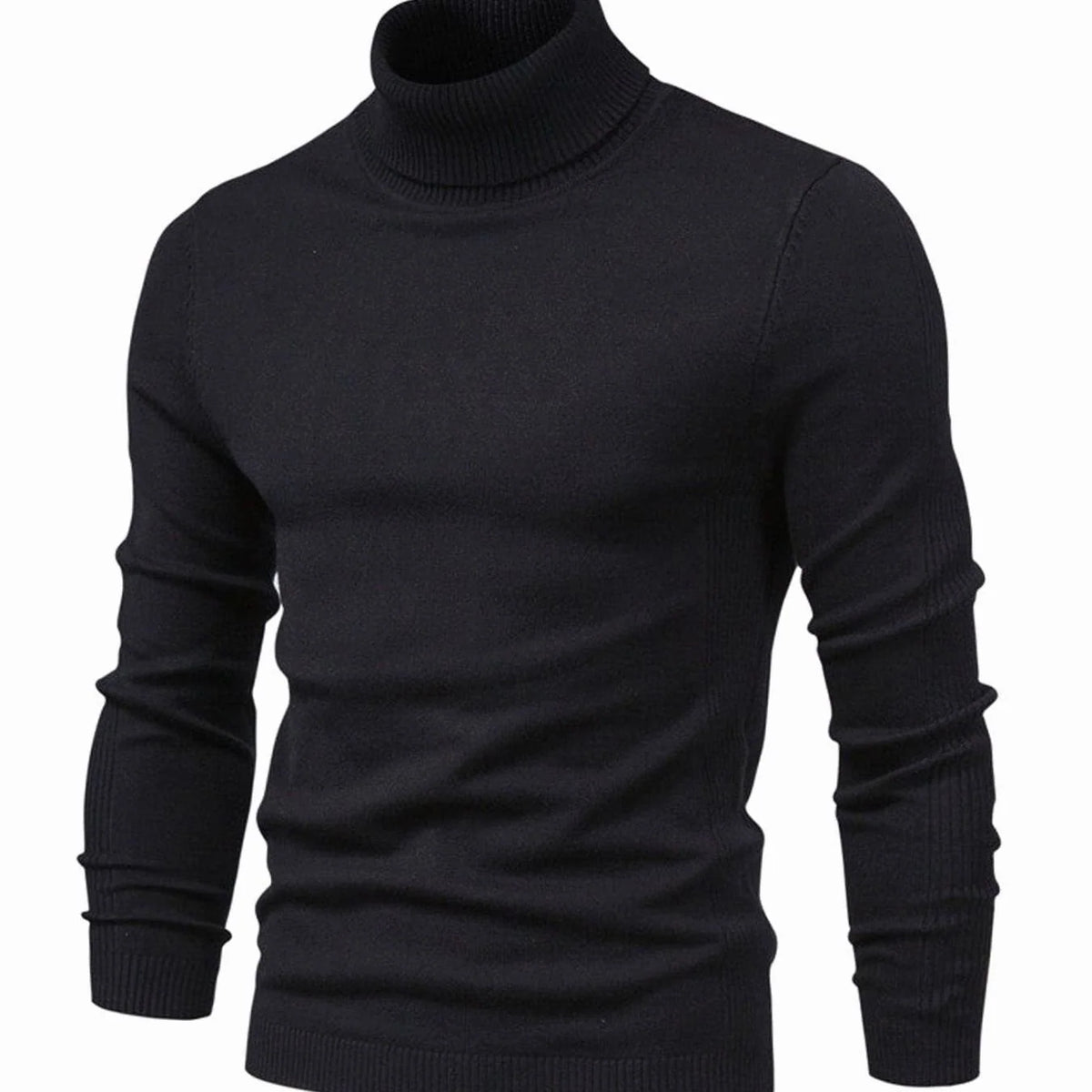 Turtleneck Sweater Men's Slim Fit Ribbed Collar & Cuffs