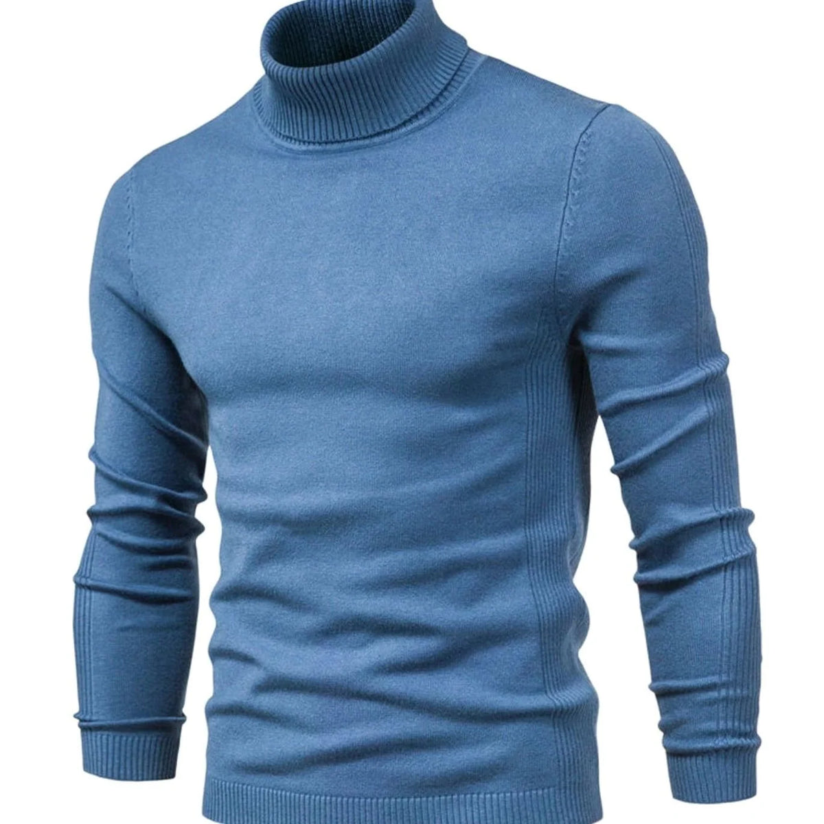 Turtleneck Sweater Men's Slim Fit Ribbed Collar & Cuffs