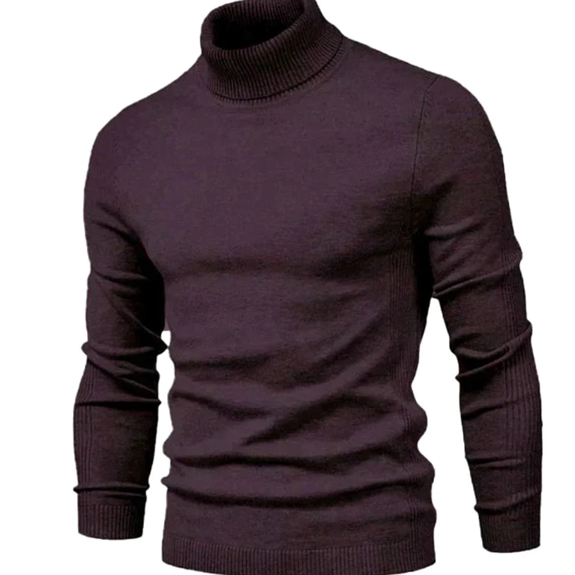 Turtleneck Sweater Men's Slim Fit Ribbed Collar & Cuffs