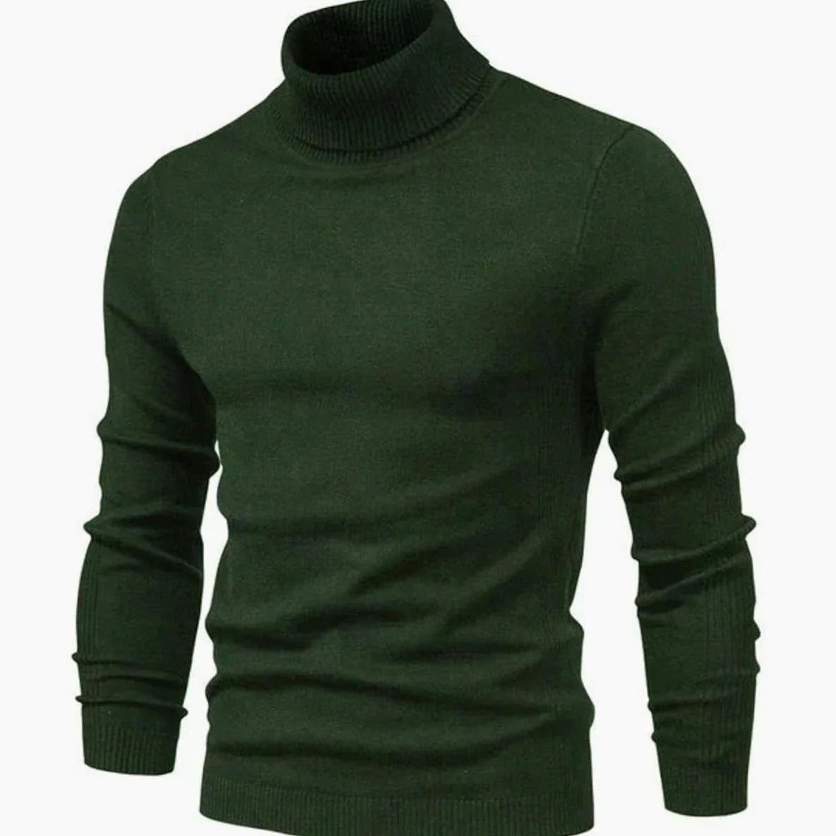 Turtleneck Sweater Men's Slim Fit Ribbed Collar & Cuffs