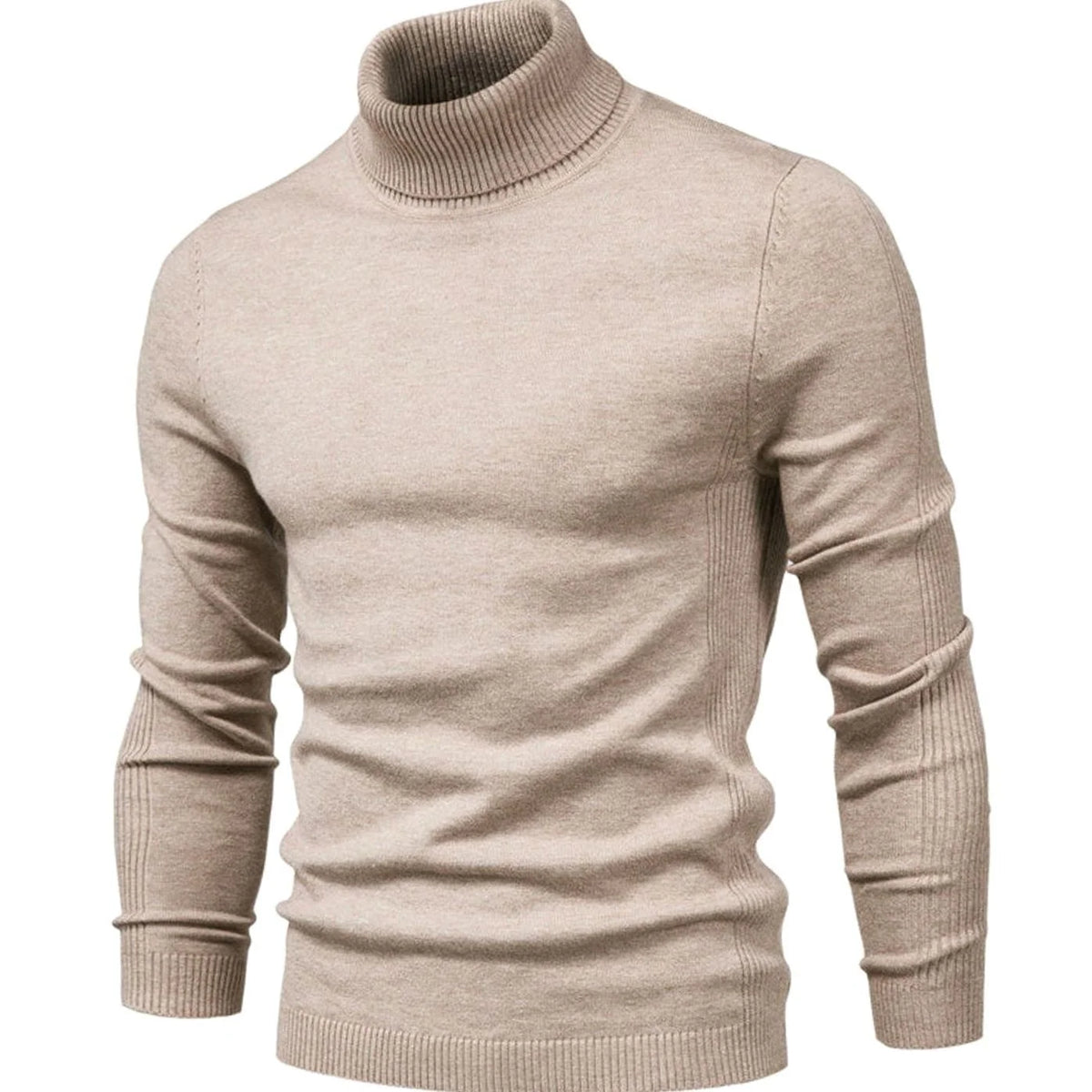 Turtleneck Sweater Men's Slim Fit Ribbed Collar & Cuffs
