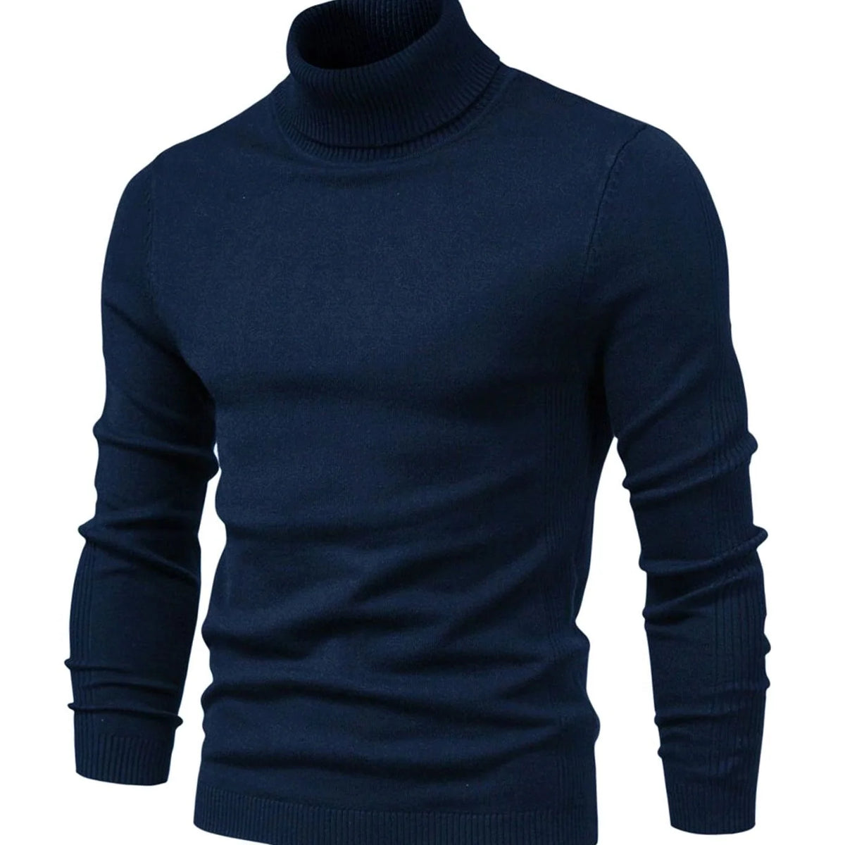 Turtleneck Sweater Men's Slim Fit Ribbed Collar & Cuffs